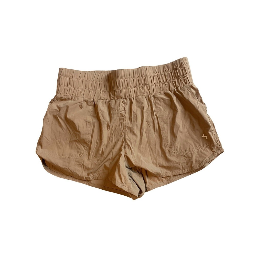 Joy Lab Womens High Waist Nylon Shorts Lined Size L Tan Khaki Beige